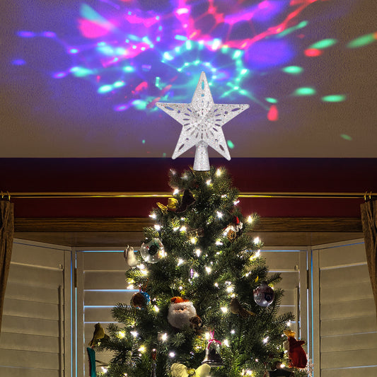 Christmas Tree Topper Star with Built-In Snowflake Projector and Rotating LED Light, photo 2