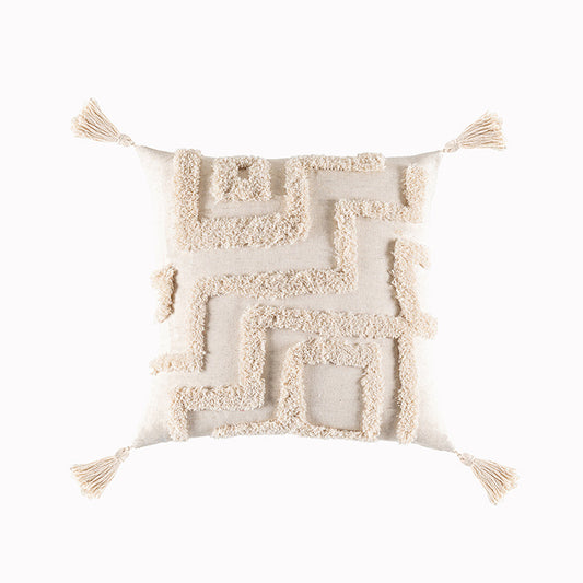 Boho Tufted Throw Pillow Cover with Tassels, photo 2