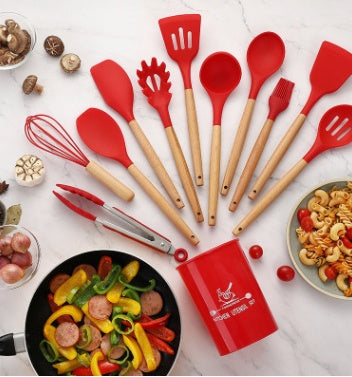 Silicone Cooking Utensil Set with Wooden Handles, photo 13