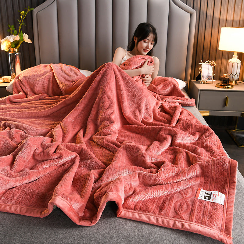 Embossed Flannel Fleece Blanket, Thick Soft Plush Throw for Couch and Bed