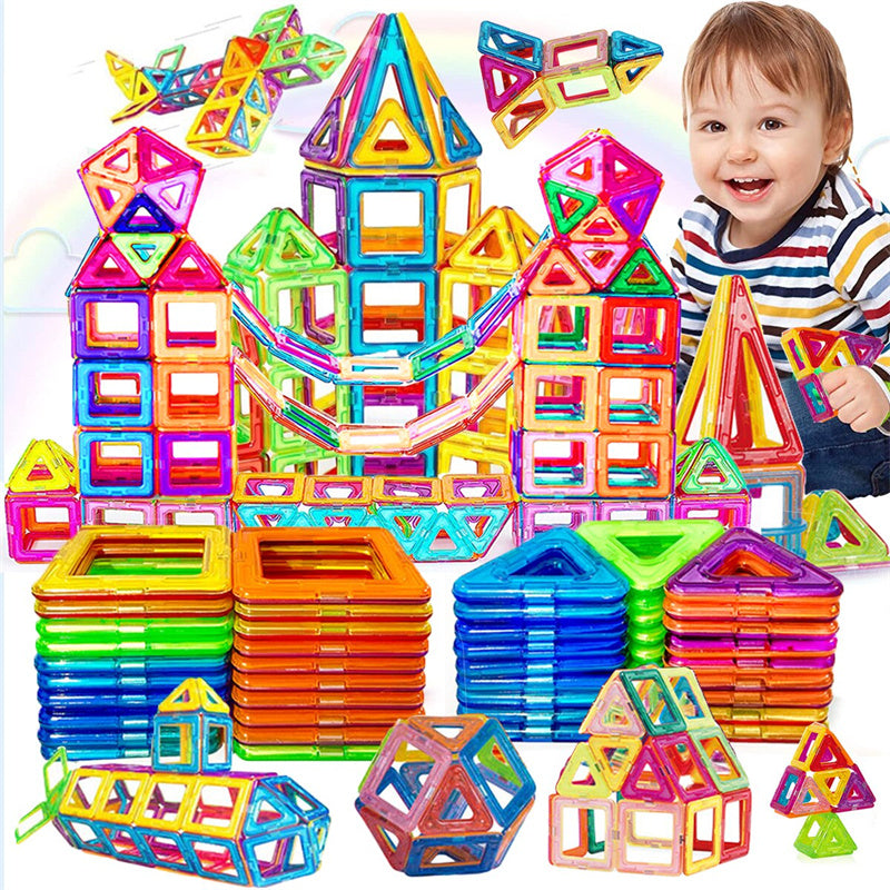 Magnetic Building Blocks Set, 60 to 184 Piece STEM Construction Toy for Kids 6+