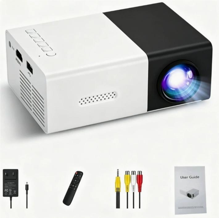 Mini Projector with 1080p Support and Built-In Speaker, Portable LED Movie Projector for Home