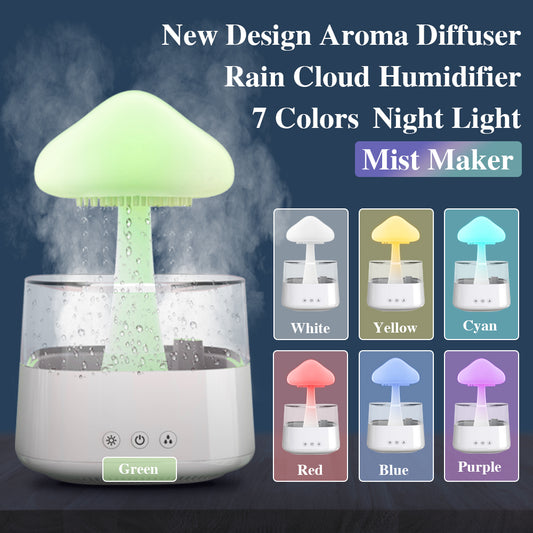 Rain Cloud Humidifier and Essential Oil Diffuser with Mushroom Night Light, photo 2