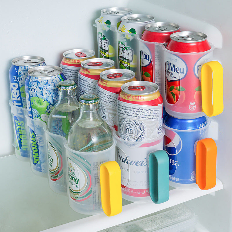 Fridge Soda Can Organizer, 4 Slot Pull Out Drink Storage Bin for Refrigerator