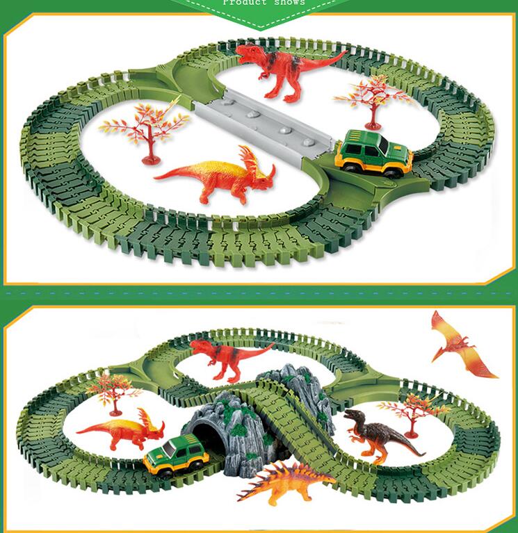 Dinosaur Race Track Set with Flexible Bendable Tracks, photo 2