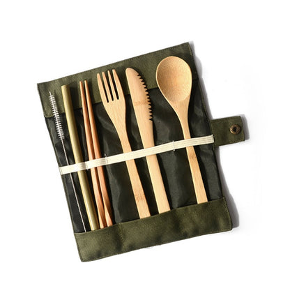 Bamboo Travel Cutlery Set with Canvas Pouch, photo 8