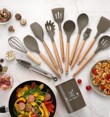 Silicone Cooking Utensil Set with Wooden Handles, photo 7