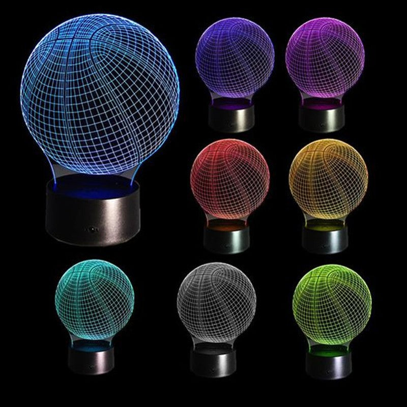 Basketball 3D Illusion Night Light, 7 Color LED Lamp with Flashing Mode, USB Powered
