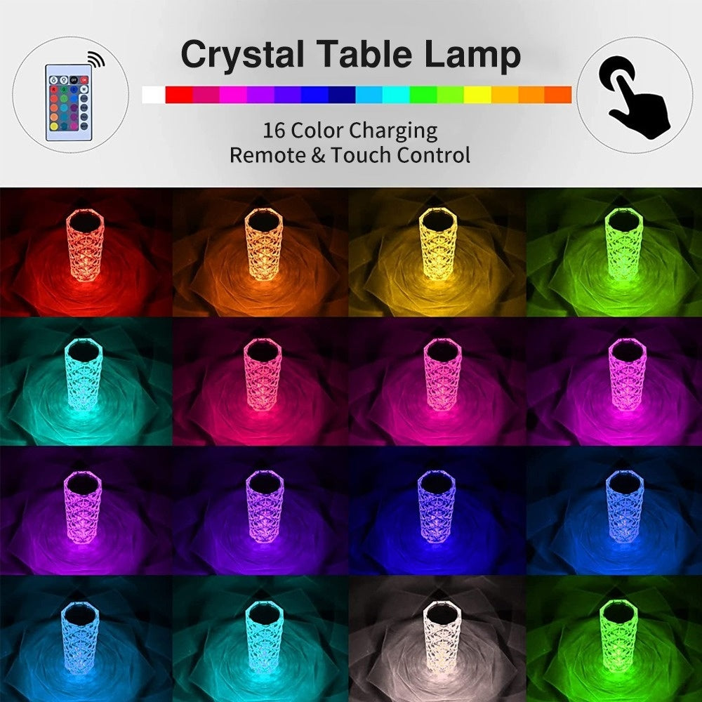 Crystal Rose Touch Lamp with 16 Colors and Remote, photo 3