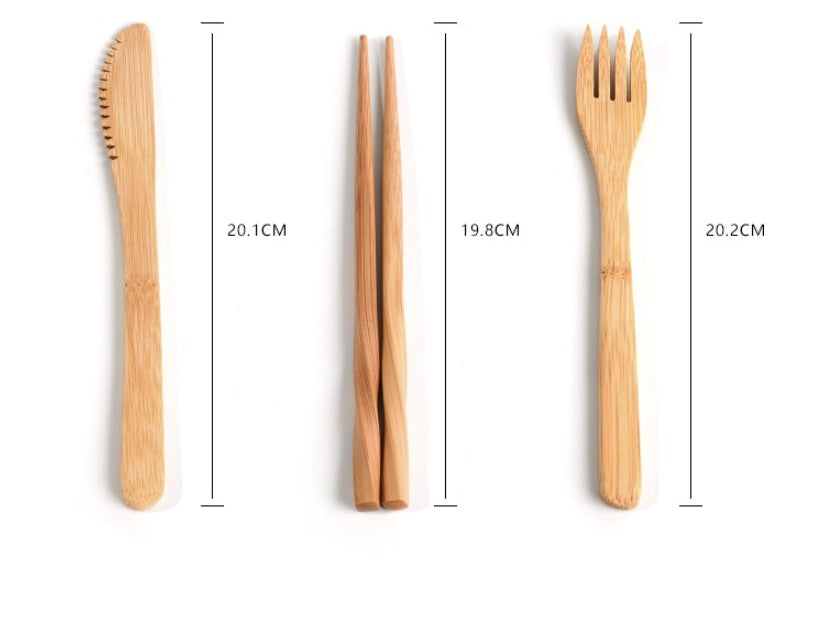 Bamboo Travel Cutlery Set with Canvas Pouch, photo 4