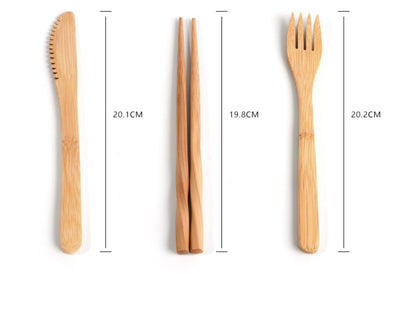 Bamboo Travel Cutlery Set with Canvas Pouch, photo 4