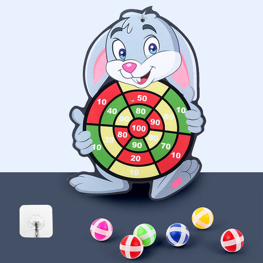 Sticky Ball Dart Board for Kids with 6 Balls and Hook, Cartoon Target Throwing Game