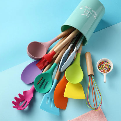 Silicone Cooking Utensil Set with Wooden Handles, photo 5