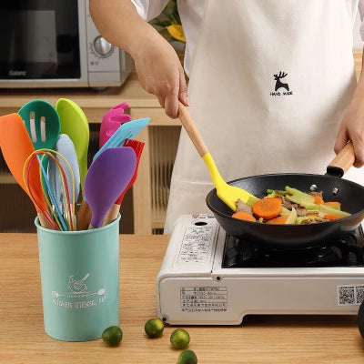 Silicone Cooking Utensil Set with Wooden Handles, photo 2