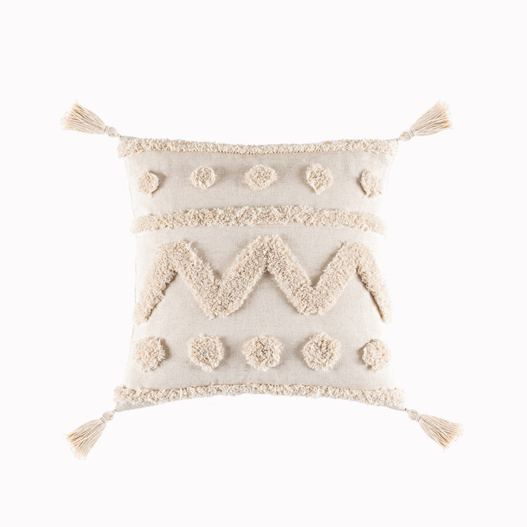 Boho Tufted Throw Pillow Cover with Tassels, photo 7