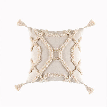Boho Tufted Throw Pillow Cover with Tassels, photo 6