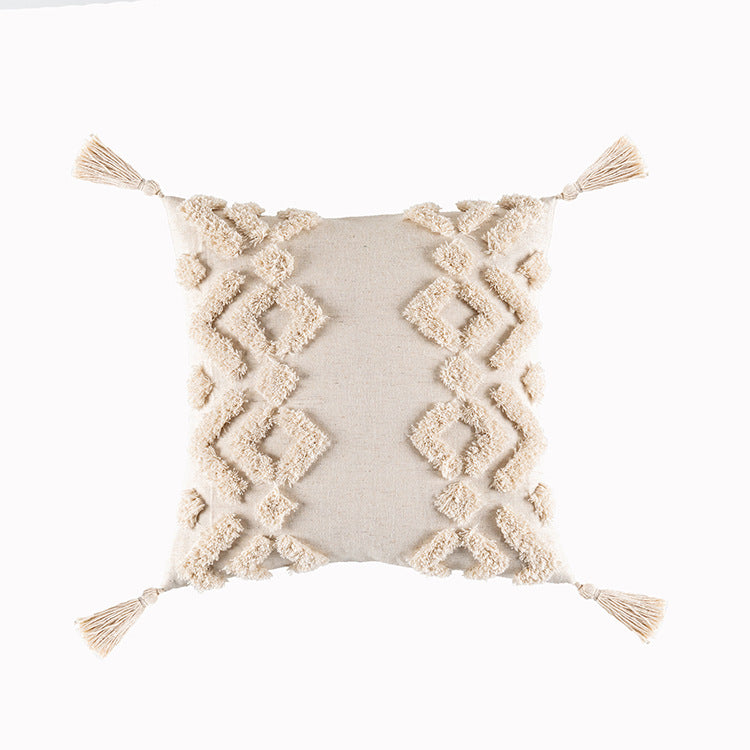Boho Tufted Throw Pillow Cover with Tassels, photo 9