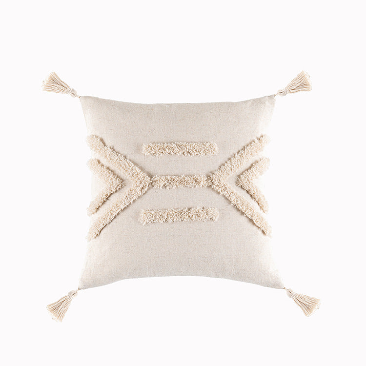 Boho Tufted Throw Pillow Cover with Tassels, photo 3