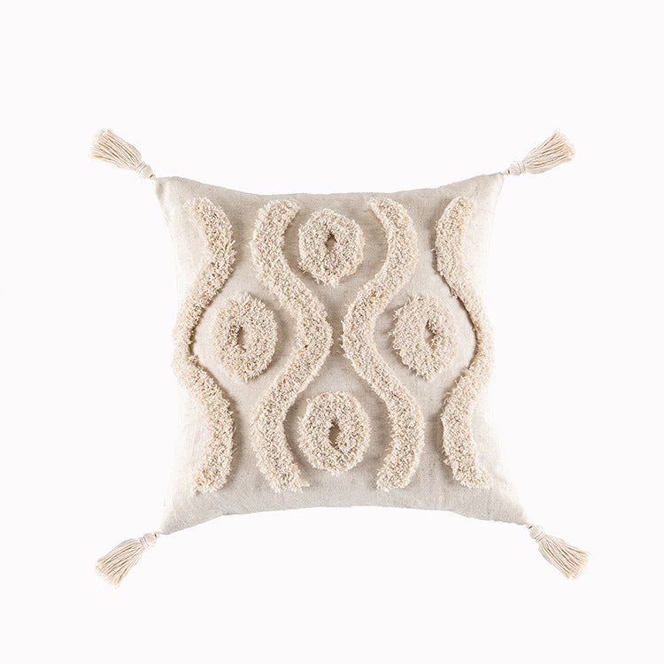 Boho Tufted Throw Pillow Cover with Tassels, photo 5