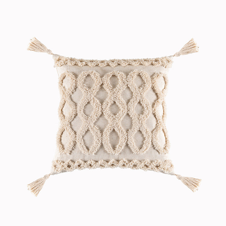 Boho Tufted Throw Pillow Cover with Tassels, photo 8