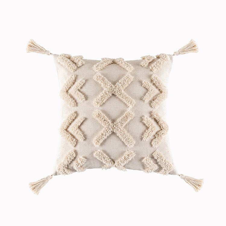 Boho Tufted Throw Pillow Cover with Tassels, photo 4