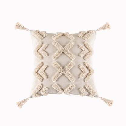 Boho Tufted Throw Pillow Cover with Tassels, photo 4
