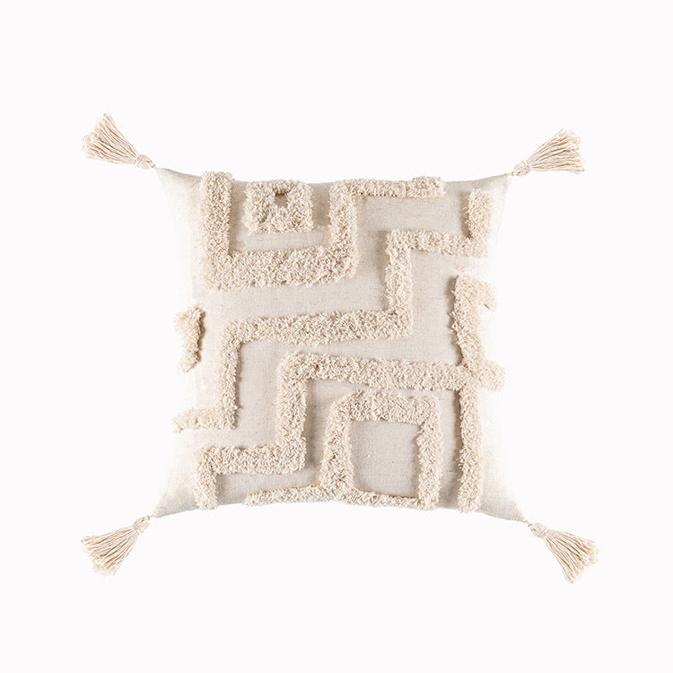 Boho Tufted Throw Pillow Cover with Tassels, photo 2