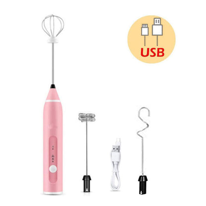 Rechargeable Handheld Milk Frother with 3 Whisk Heads and 3 Speeds, photo 2