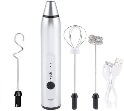 Rechargeable Handheld Milk Frother with 3 Whisk Heads and 3 Speeds, photo 7