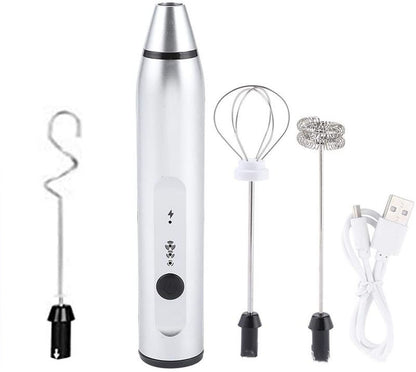 Rechargeable Handheld Milk Frother with 3 Whisk Heads and 3 Speeds, photo 5