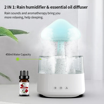 Rain Cloud Humidifier and Essential Oil Diffuser with Mushroom Night Light, photo 8