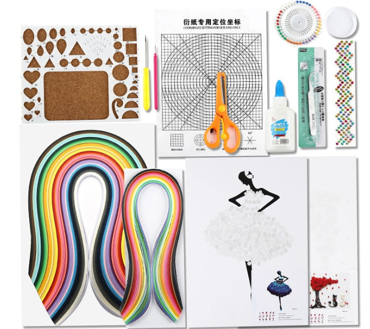 Paper Quilling Kit for Beginners with Tools, Paper Strips and Printed Designs, Ages 8+