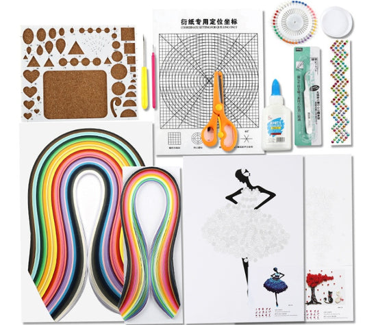Paper Quilling Kit for Beginners with Tools, Paper Strips and Printed Designs, Ages 8+