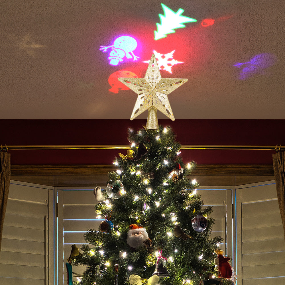 Christmas Tree Topper Star with Built-In Snowflake Projector and Rotating LED Light, photo 10