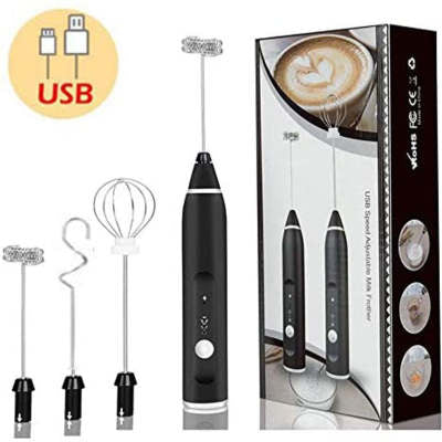Rechargeable Handheld Milk Frother with 3 Whisk Heads and 3 Speeds, photo 6