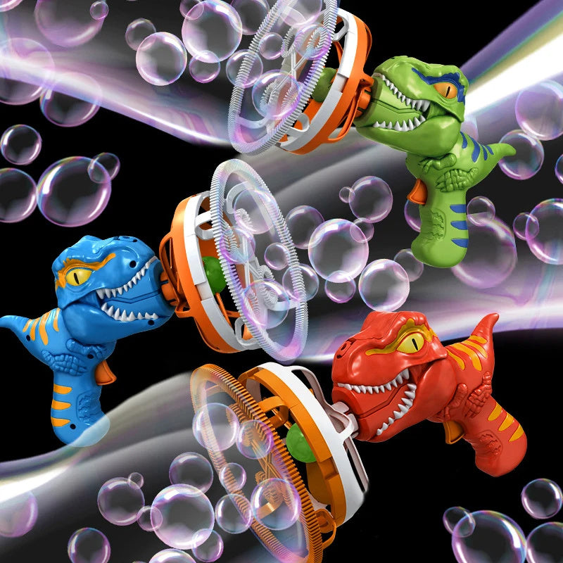 Dinosaur Bubble Machine with Fan, Handheld Electric Bubble Maker Toy for Kids
