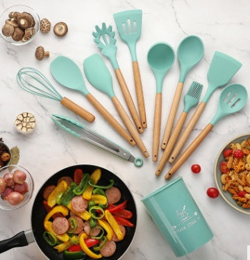 Silicone Cooking Utensil Set with Wooden Handles, photo 9