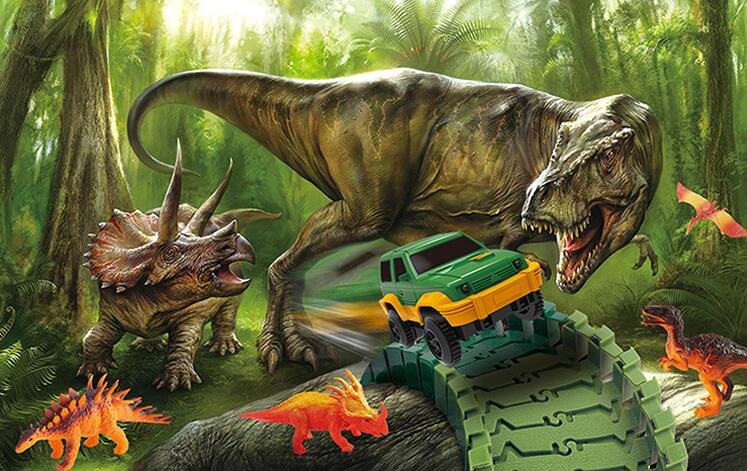 Dinosaur Race Track Set with Flexible Bendable Tracks, photo 8