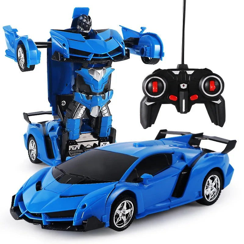 Remote Control Transforming Robot Car, One-Button RC Car to Robot with Lights, Rechargeable for Kids 6+