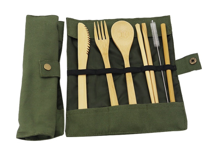 Bamboo Travel Cutlery Set with Canvas Pouch, photo 7