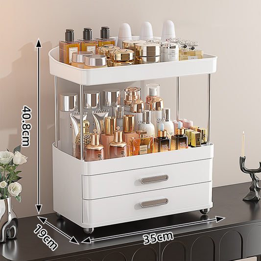 4 Tier Makeup Organizer with 2 Drawers, Bathroom Counter and Vanity Storage
