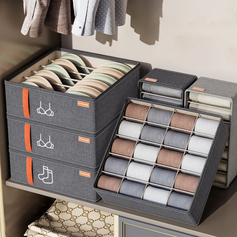 Foldable Drawer Organizer for Underwear, Socks and Bras, Fabric Storage Box with Dividers