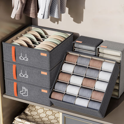 Foldable Drawer Organizer for Underwear, Socks and Bras, Fabric Storage Box with Dividers