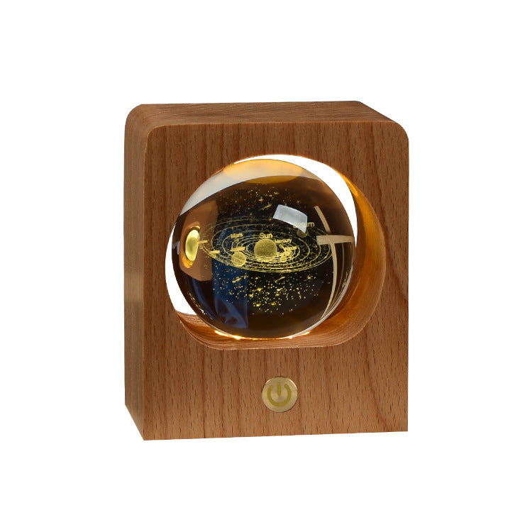3D Crystal Ball Night Light with Beech Wood Base, photo 9