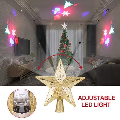 Christmas Tree Topper Star with Built-In Snowflake Projector and Rotating LED Light, photo 6