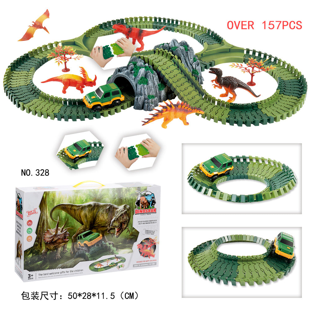 Dinosaur Race Track Set with Flexible Bendable Tracks, photo 13