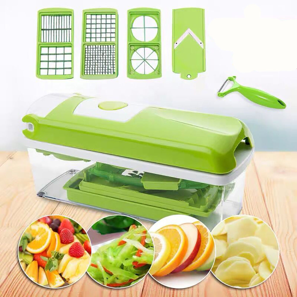 12-Piece Vegetable Chopper and Dicer Set with Stainless Steel Blades, Manual Onion Chopper
