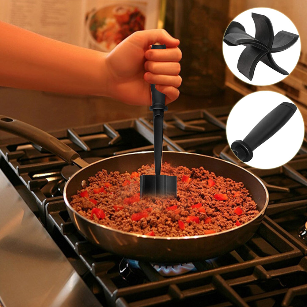 Meat Chopper and Masher with 5 Blades, Heat Resistant Nylon Ground Beef Chopper