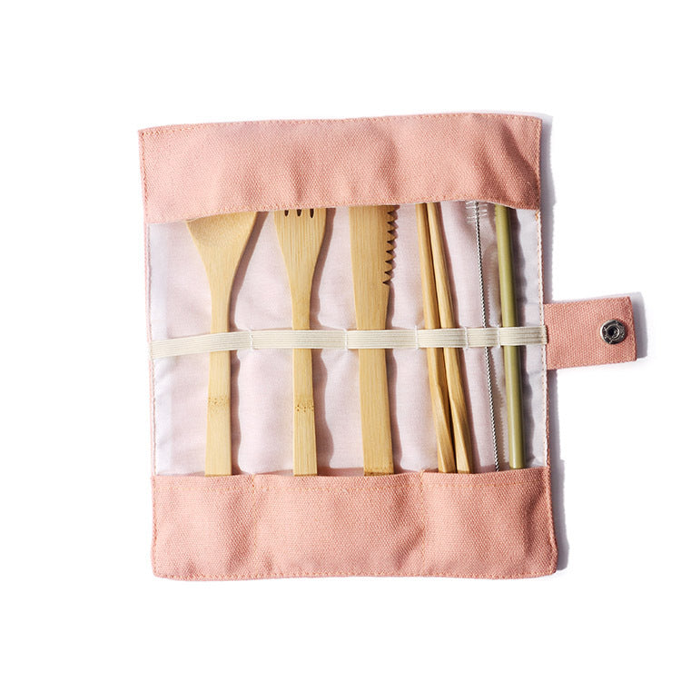 Bamboo Travel Cutlery Set with Canvas Pouch, photo 10