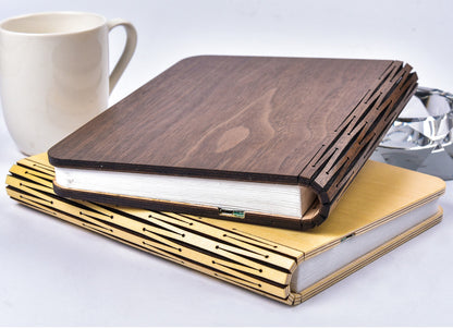 Wooden Book Lamp, Rechargeable LED Folding Book Light with 360° Opening, Walnut or Maple Cover